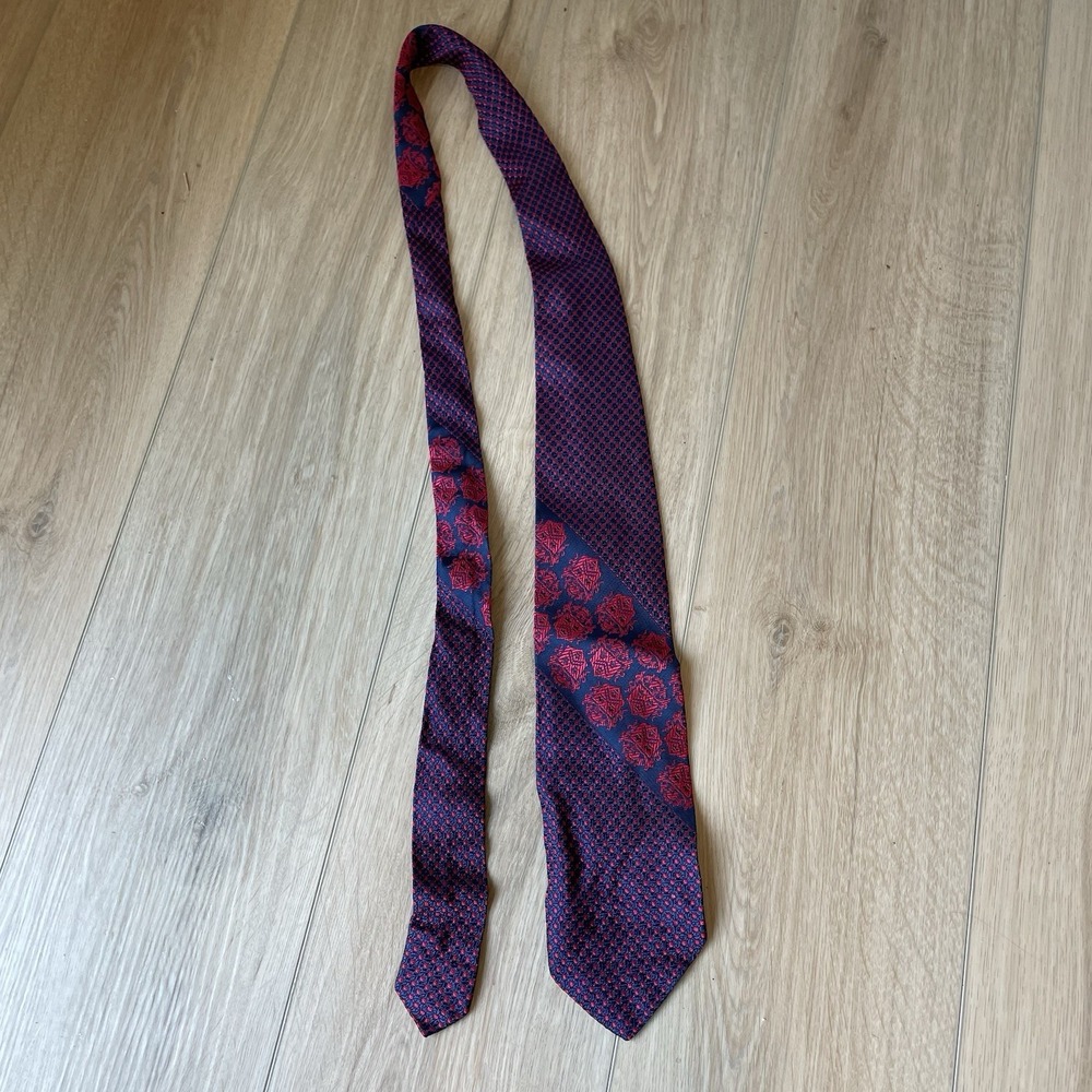 Vtg 50s Corsair All‎ Rayon Geometric Tie Red Navy Blue Rockabilly